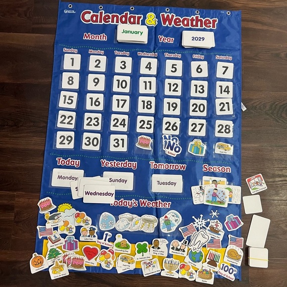 Learning Resources Calendar & Weather Pocket Chart Classroom homeschool - Picture 3 of 8